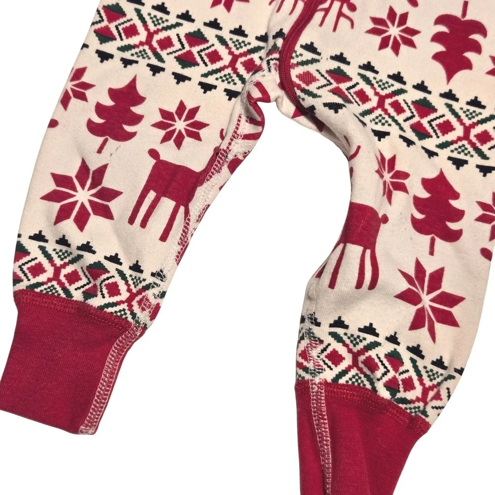 Hanna Andersson Kids Pajamas Sleepers Reindeer Trees Nordic Print 75cm 12-18 Mos